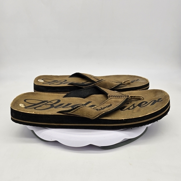 Budweiser Shoe Men 14 Thong Sandals Brown - Picture 5 of 8